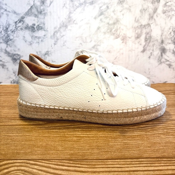 Dalson Anthropologie White Leather Espadrilles Sneakers Woven Made in Spain 10 - Picture 4 of 8